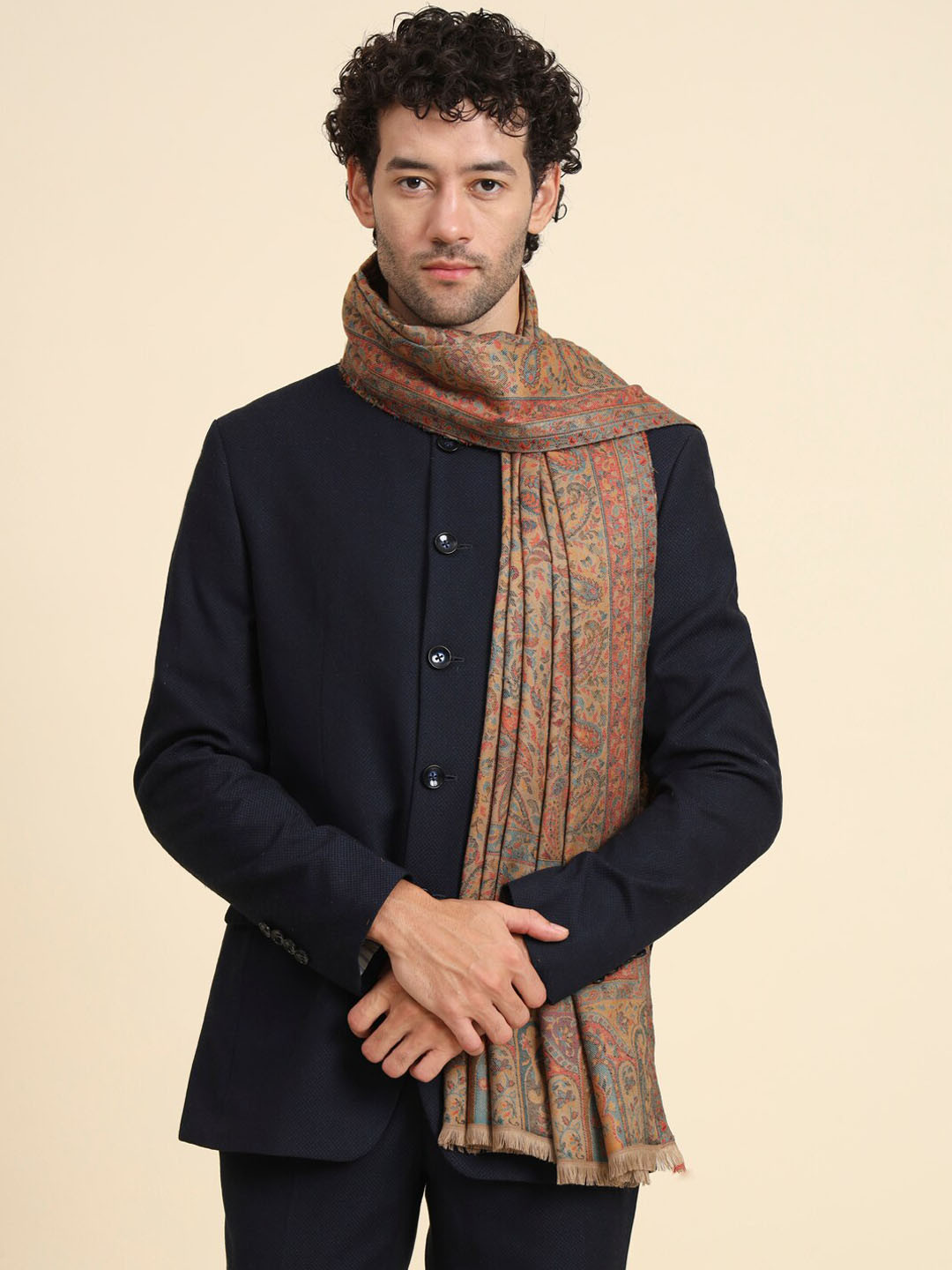 Zamour Ethnic Motif Woven-Design Kashmiri Shawl