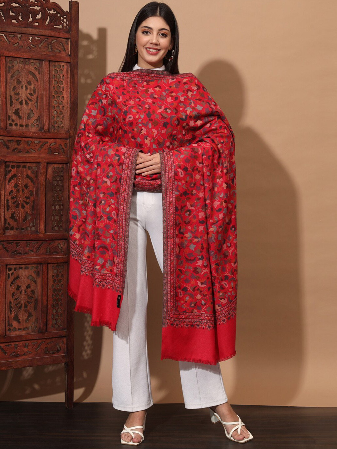 Zamour Ethnic Motif Woven Design Kashmiri Shawl