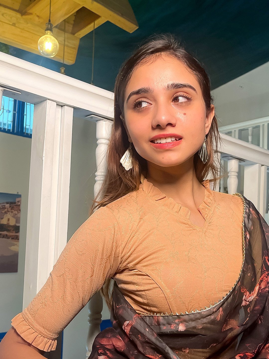 Bindigasm's Advi Ruffle Stretchable Slip On Saree Blouse