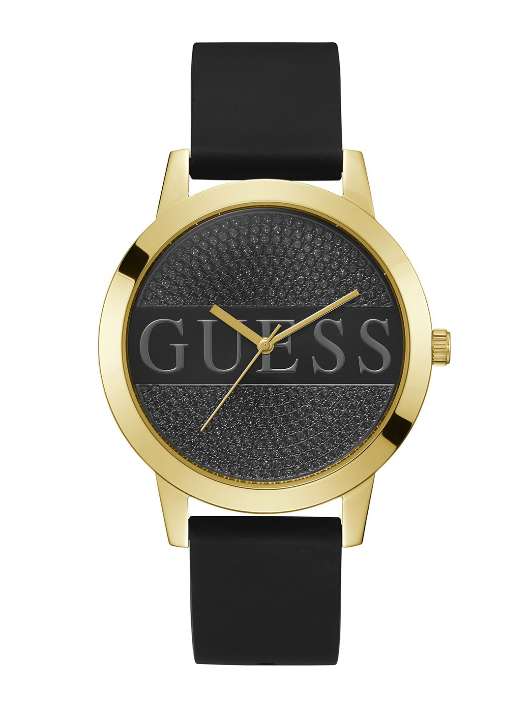 GUESS Men Textured Dial & Silicon Straps Analogue Watch U1377G1M