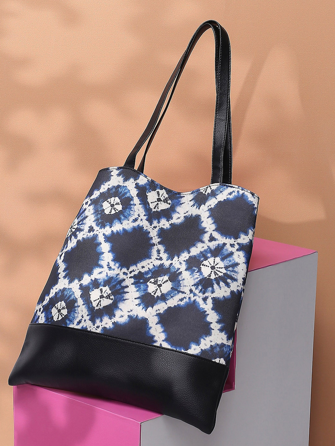 Anouk Black Printed 12 Inch Laptop Shopper Tote Bag