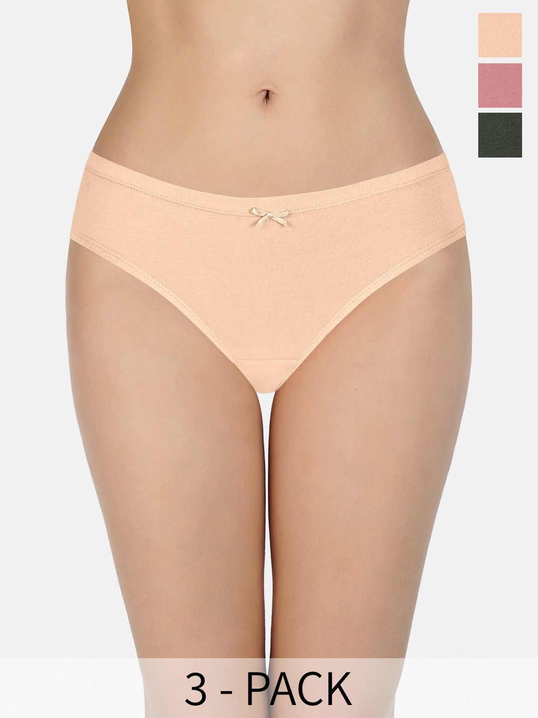 Amante Pack of 3 Mid Rise Assorted Bikini Briefs