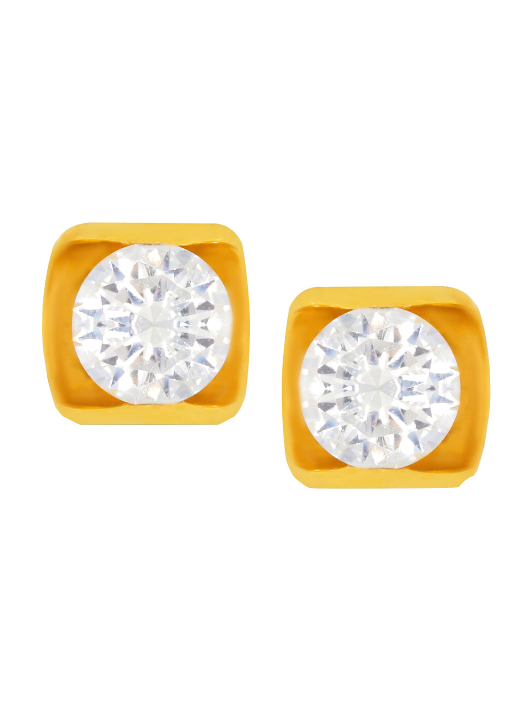 BHIMA 22K Hallmark 916 Purity Yellow Gold U Shape Gold Stone Stud