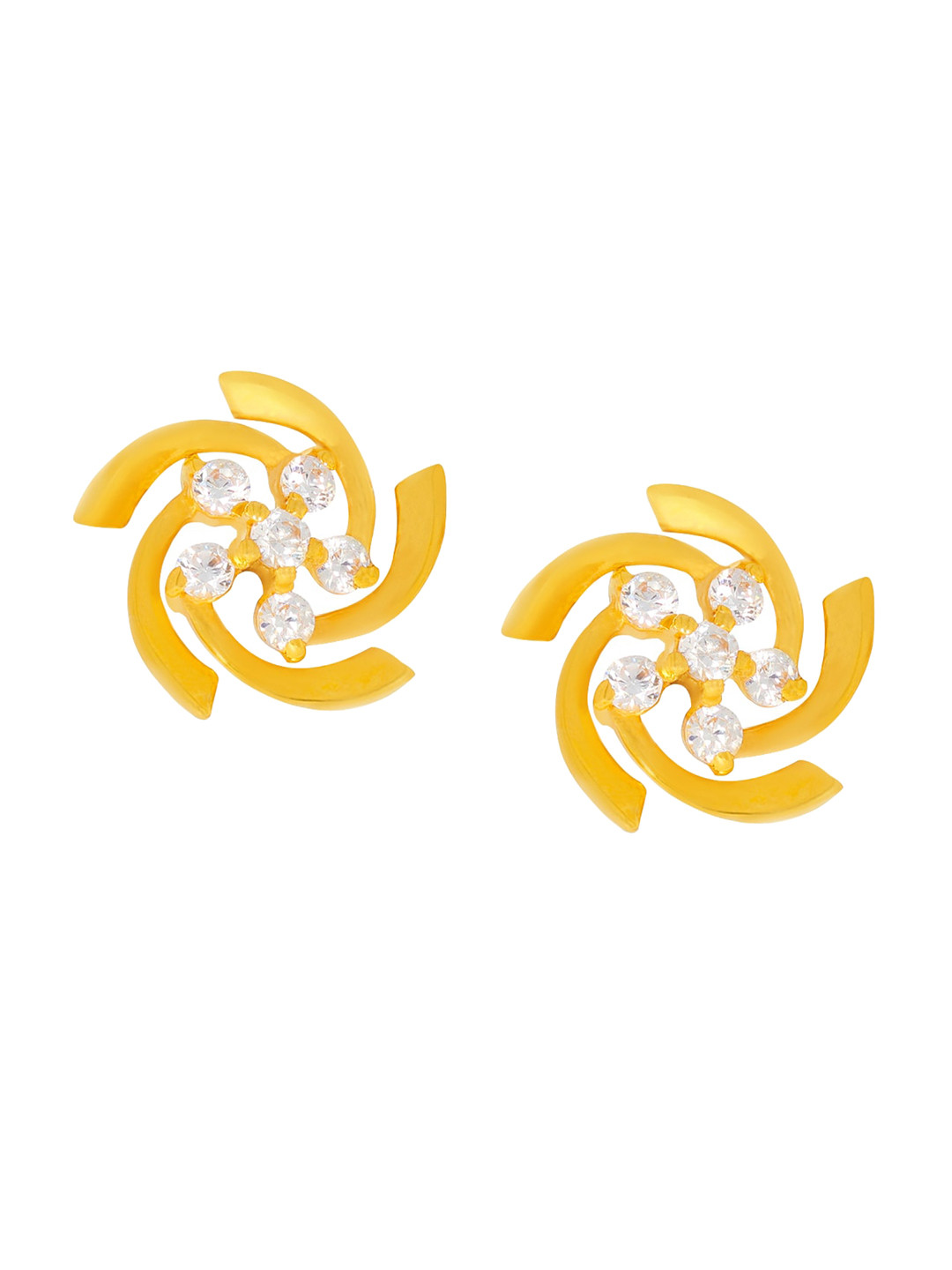 BHIMA 22K Hallmark 916 Purity Yellow Gold Floral Six Stone Stud