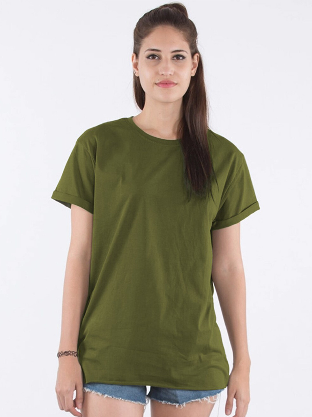 Olive Green Round Neck Regular Fit T-shirt
