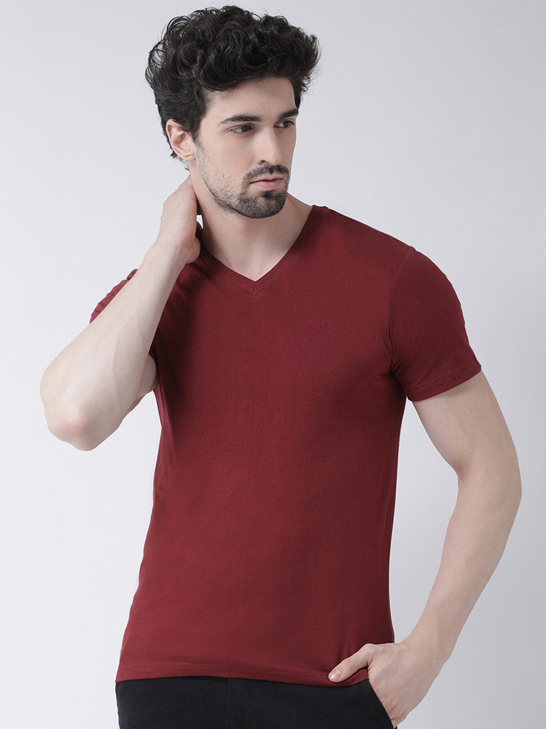 Friskers V-Neck Pure Cotton Slim Fit T-shirt