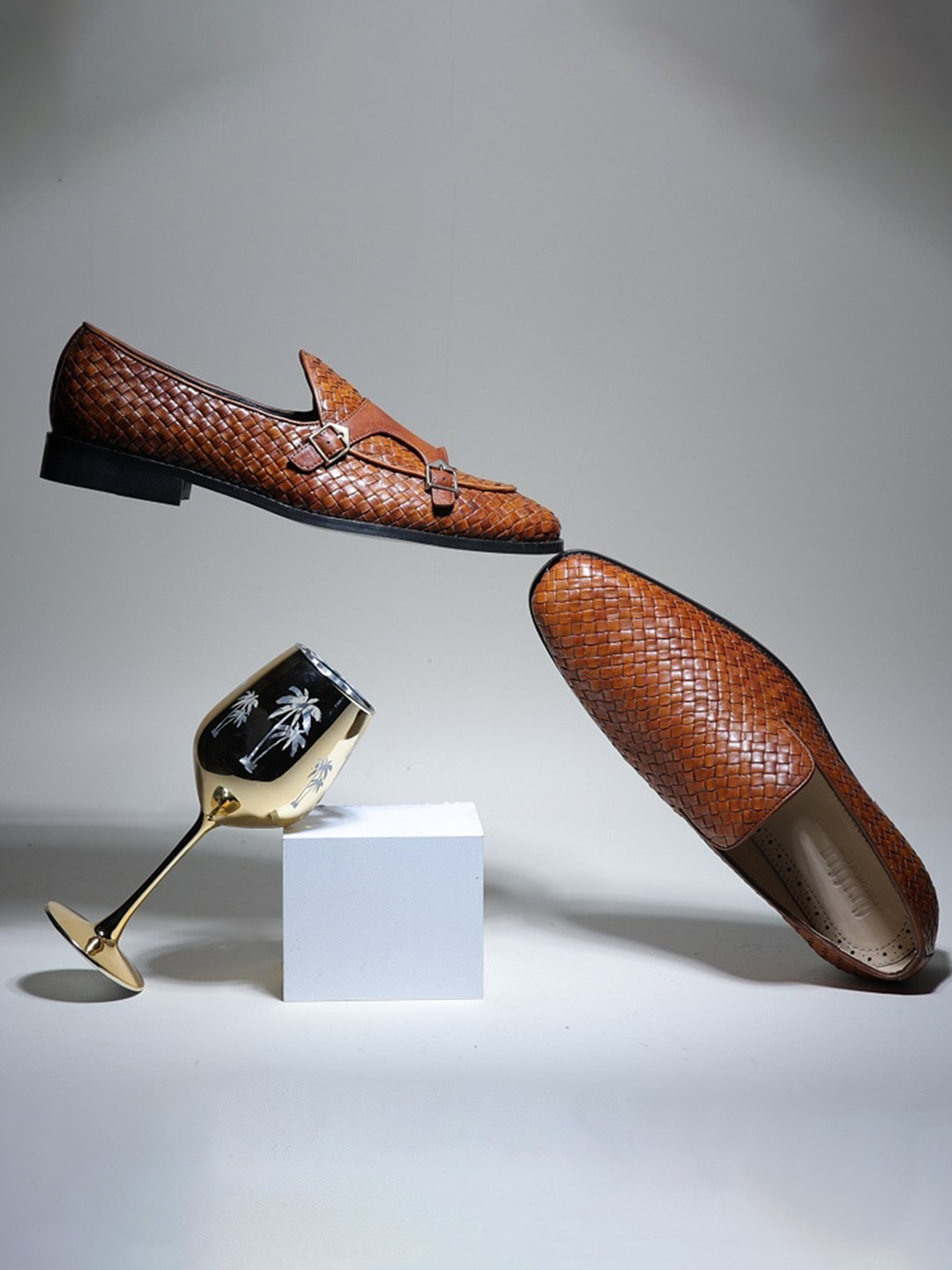 GRIFFIN Men Textured Leather Latex Lined Monks