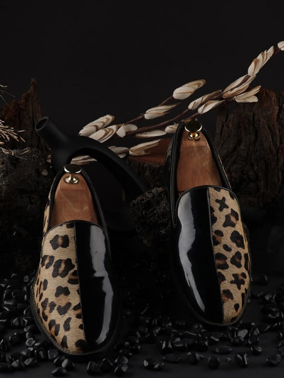 GRIFFIN Men LEOPARD Colourblocked Latex Lined Leather Comfort Insole Loafers