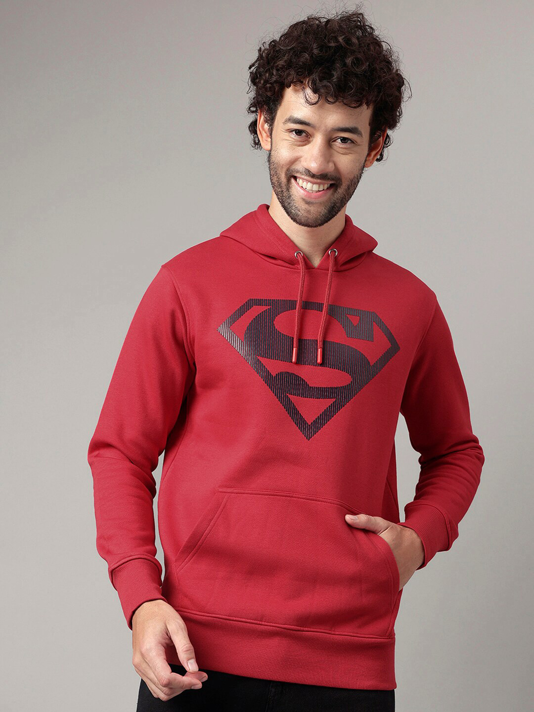 Free Authority Superman Printed Hooded Cotton Pullover Sweatshirts