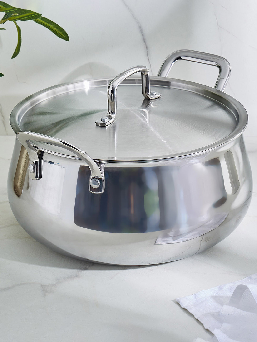 Home Centre Valeria Carin Stainless Steel Induction Handy with Lid 6.8 L