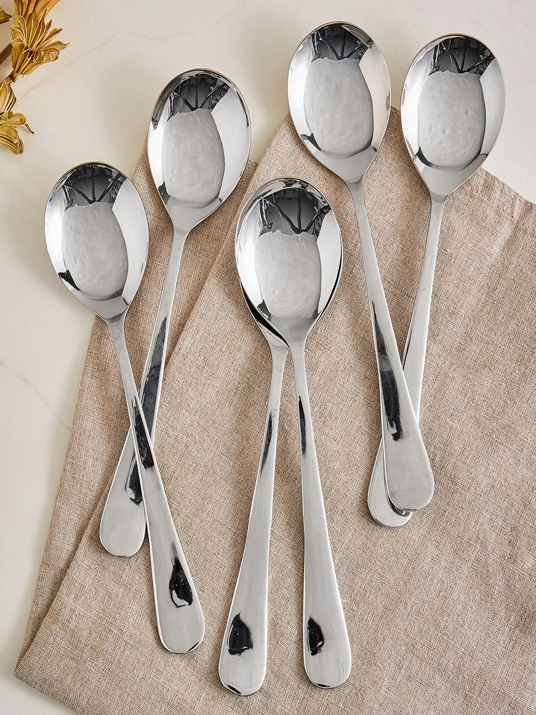Home Centre 6 Pieces Stainless Steel Soup Spoons
