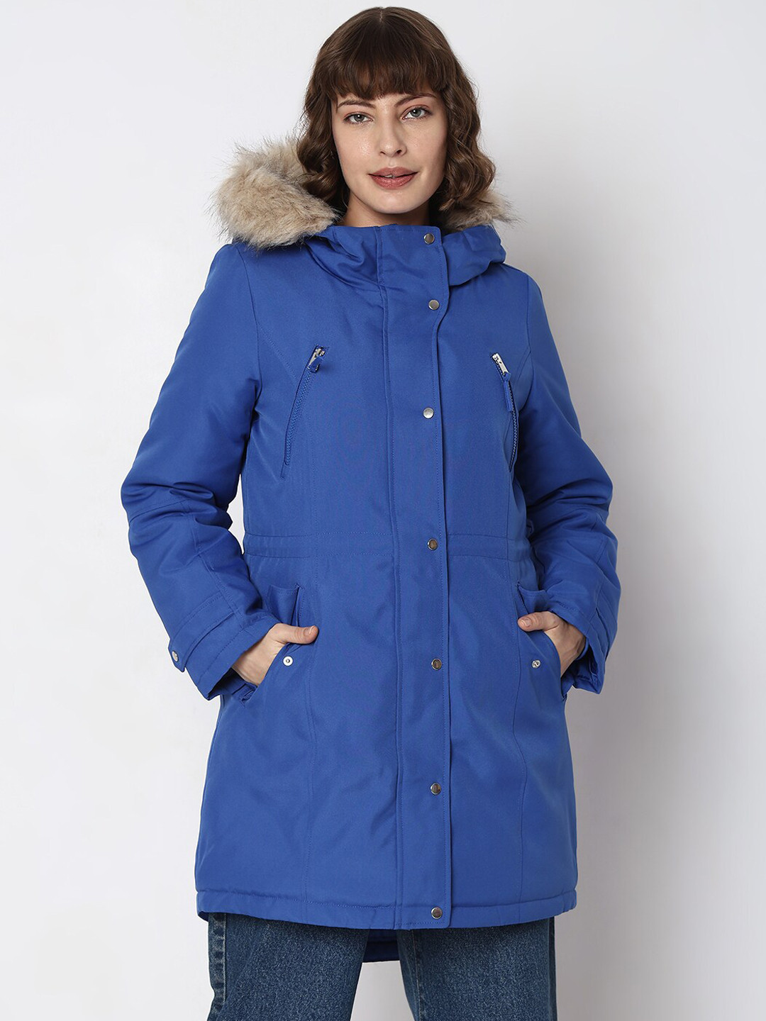Vero Moda Faux Fur Trim Detail Longline Parka Jacket