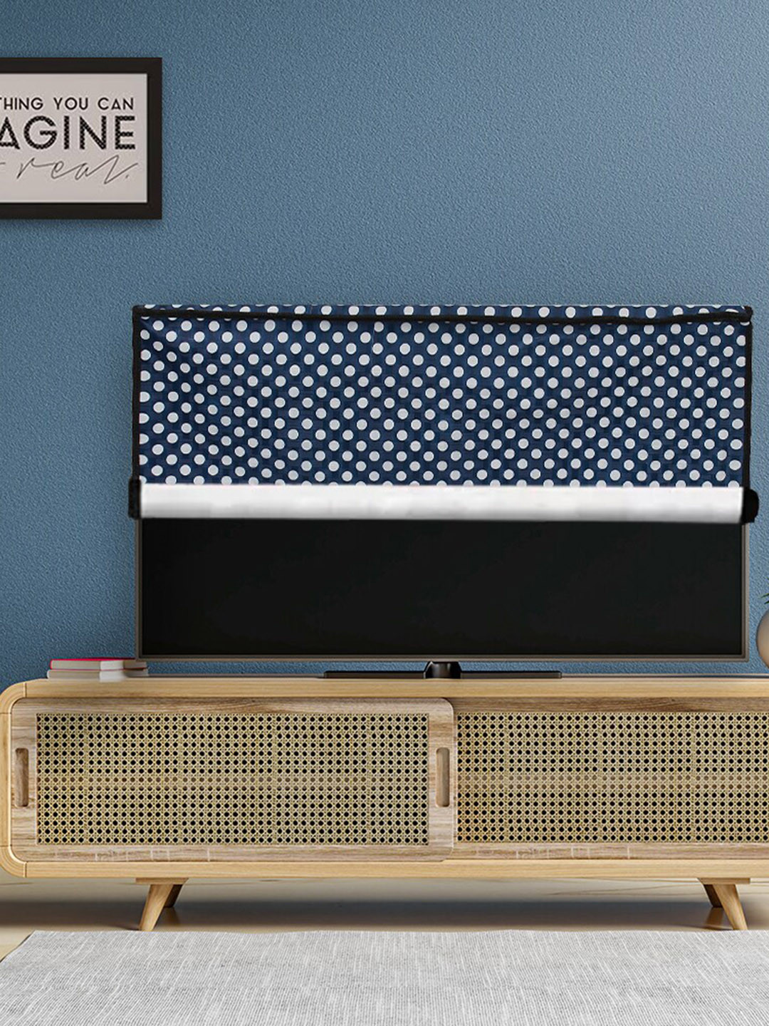 DREAM CARE Blue & White Printed Waterproof Flap TV Protector- 49 Inch