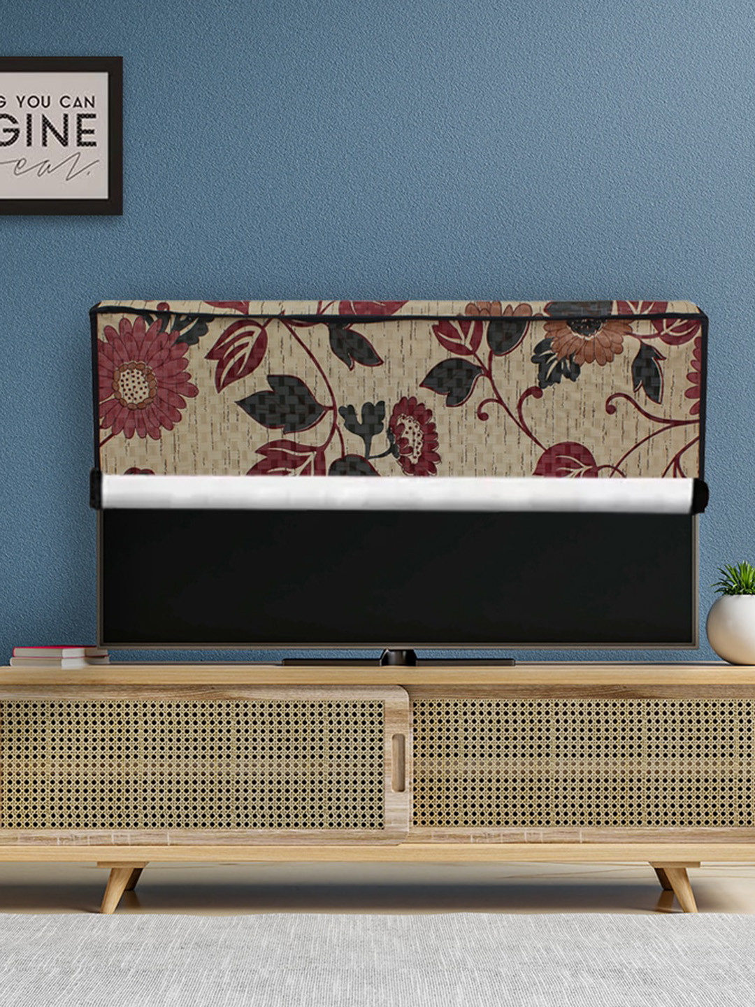 DREAM CARE Beige Floral Printed Waterproof LED TV Cover - 40 Inch