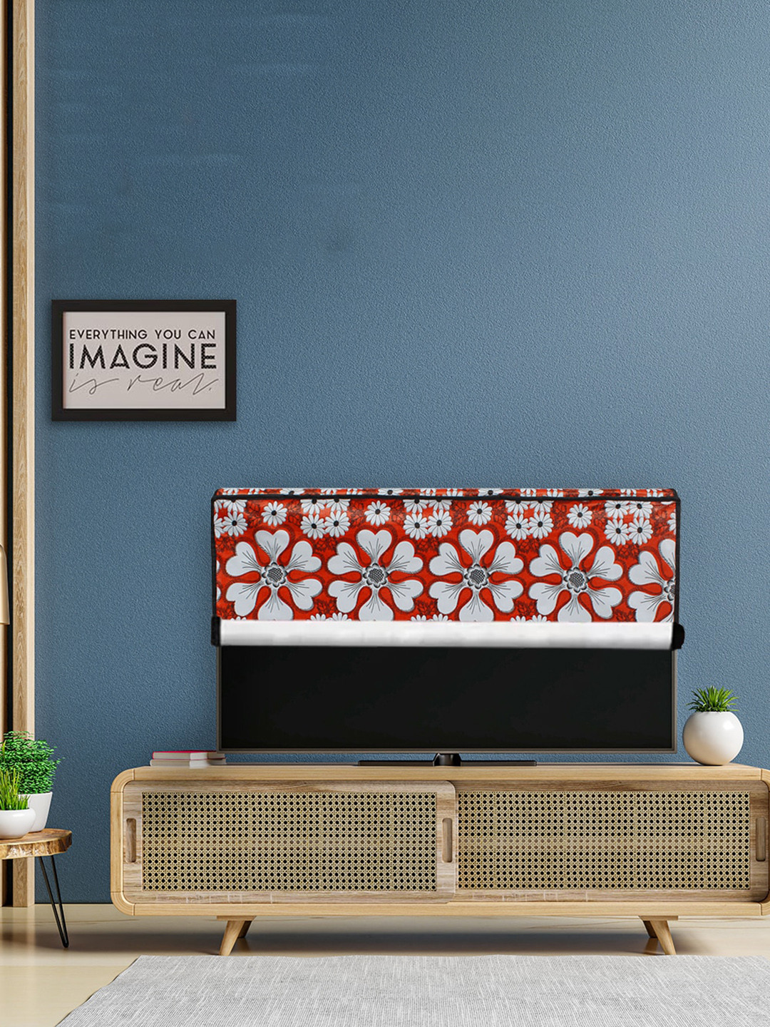 DREAM CARE Red & White Printed Waterproof Flap TV Protector- 24 Inch