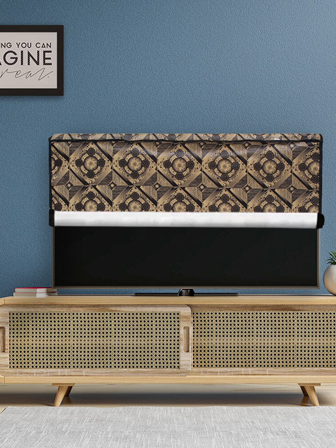 DREAM CARE Brown Printed Waterproof Flap TV Protector- 49 Inch