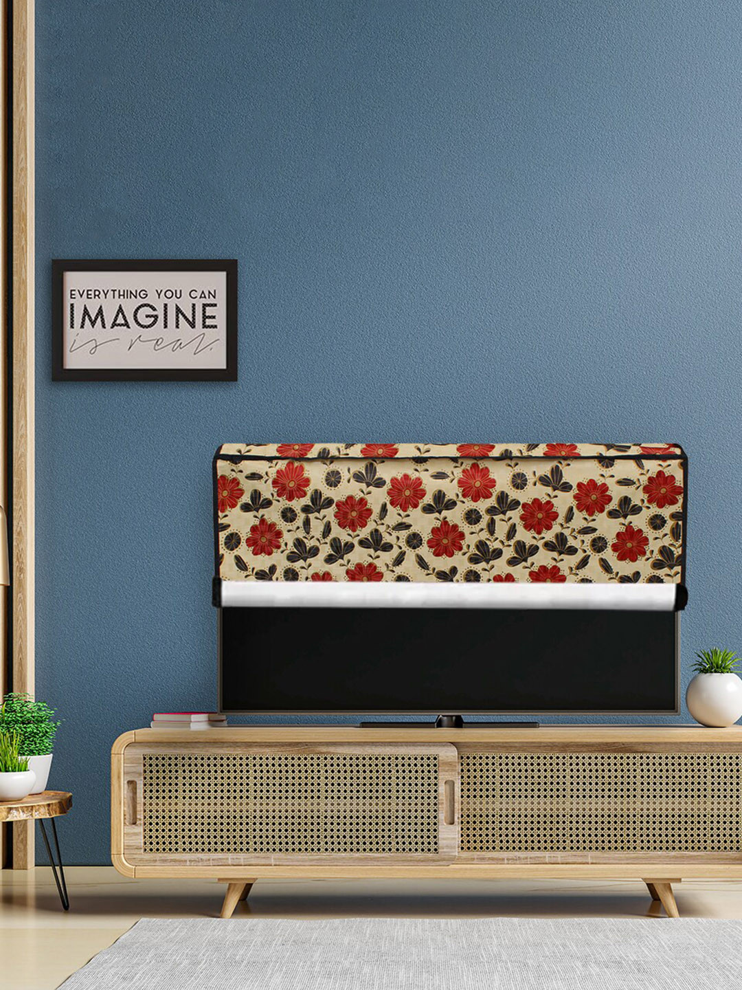 DREAM CARE Red & Black Printed PVC Waterproof LED TV Cover 40 Inch