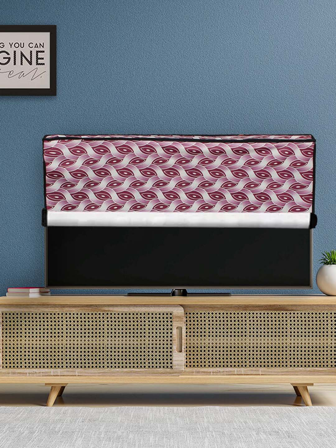 DREAM CARE Purple & White Printed Waterproof Flap TV Protector- 65 Inch