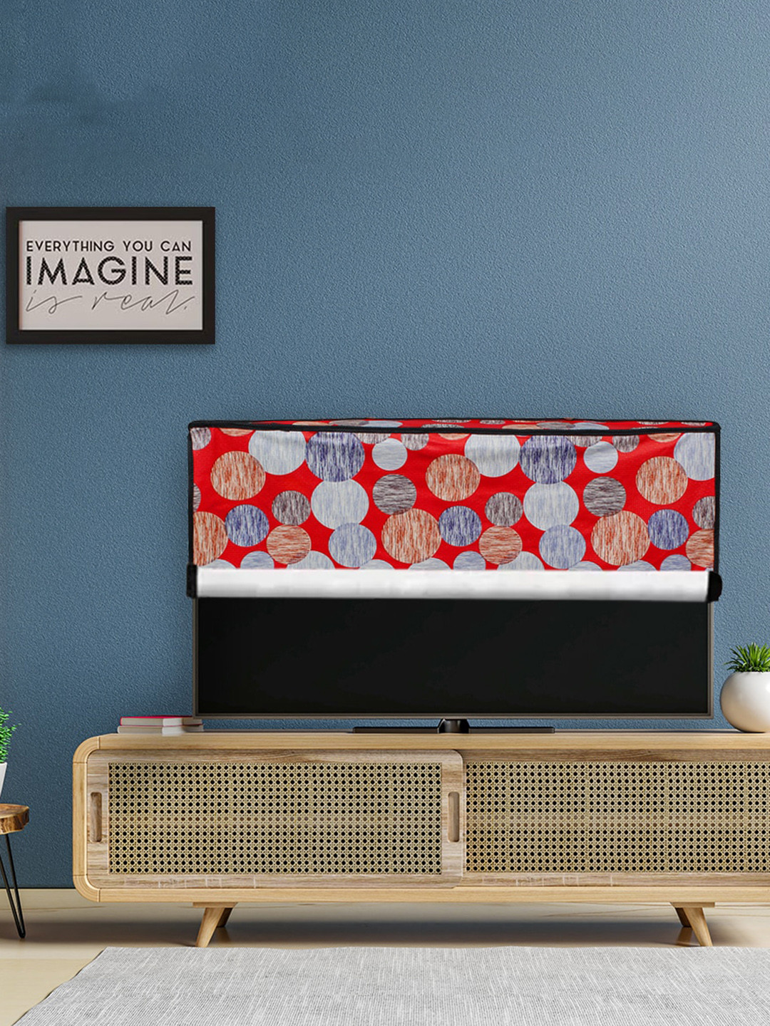 DREAM CARE Red Printed PVC Waterproof LED TV Cover  - 65 Inch