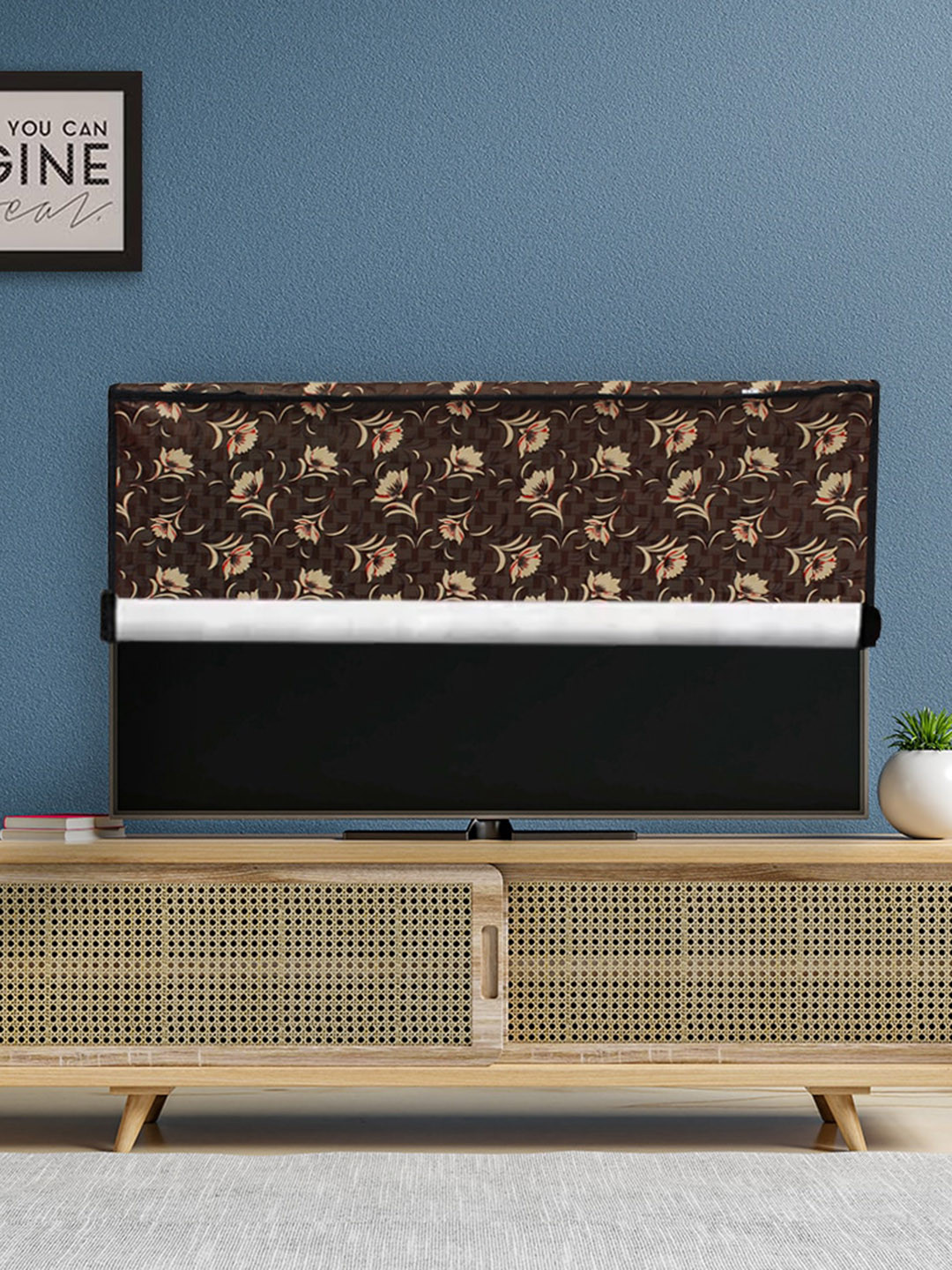 DREAM CARE Brown & Cream Transparent & Printed Flap 43 Inch Waterproof LED TV Protector
