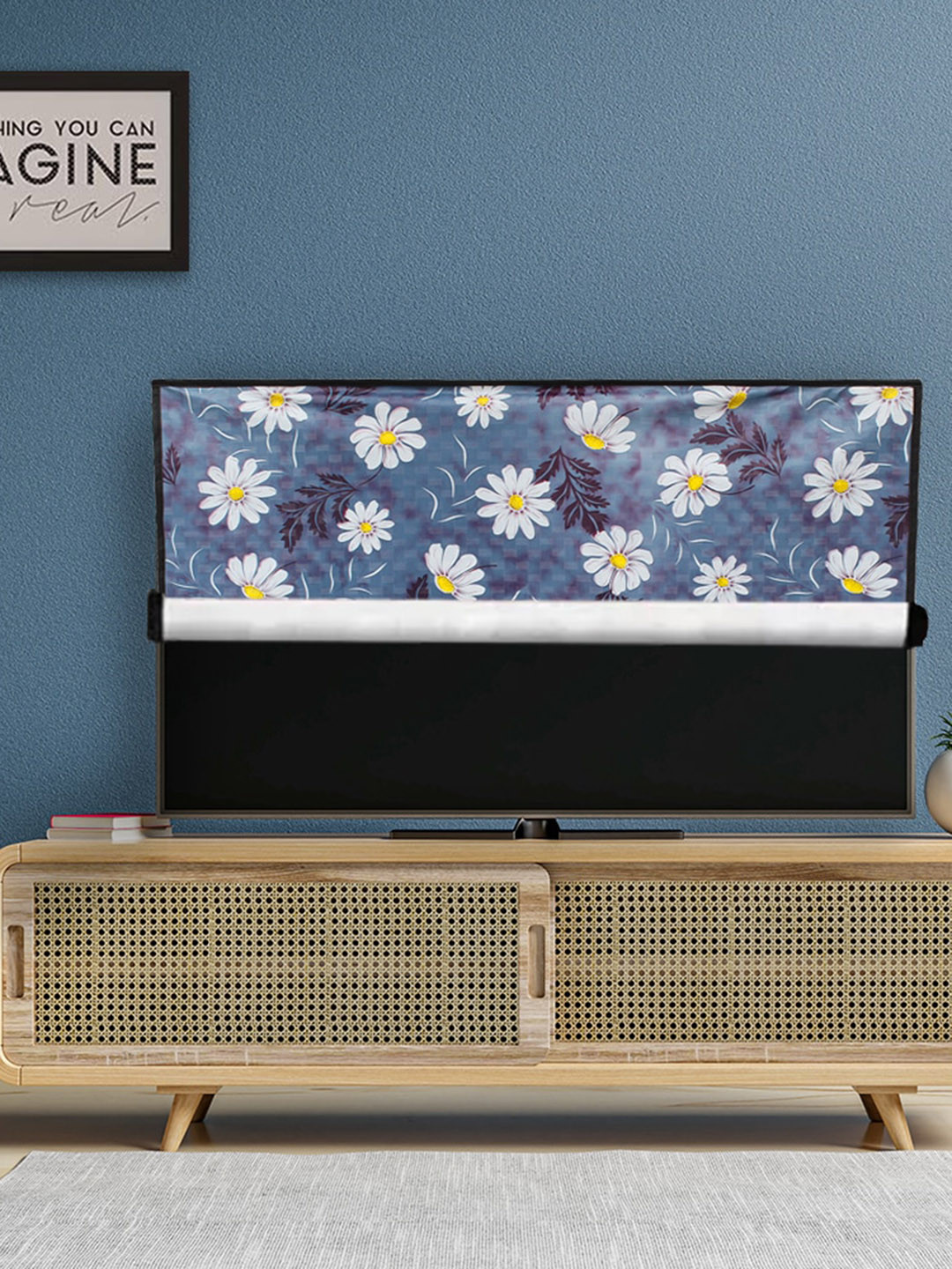 DREAM CARE Blue & White Transparent & Printed Waterproof  LED TV Protector  - 65 Inch