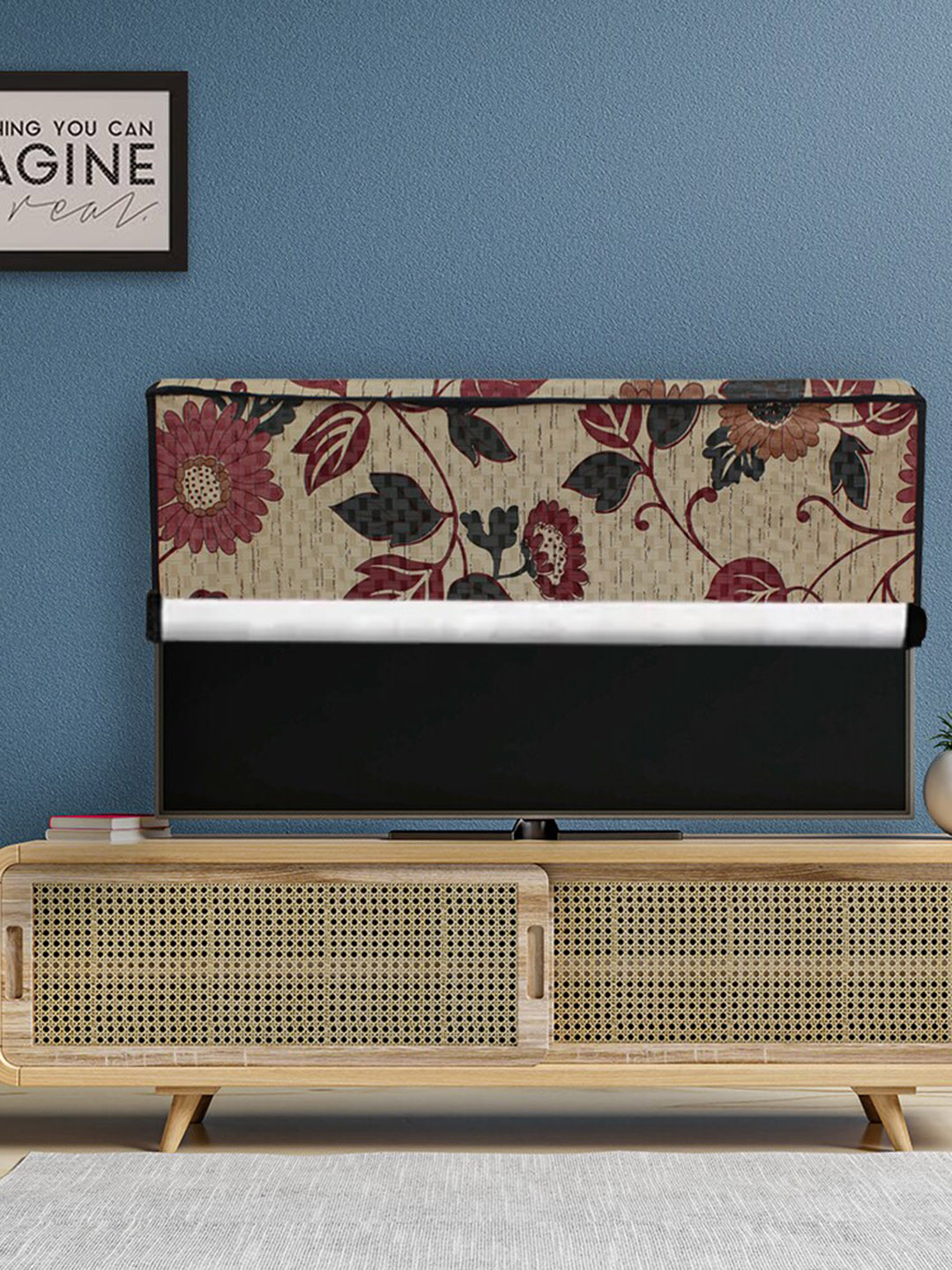 DREAM CARE Beige & Black Printed PVC Waterproof LED TV Cover - 43 Inch