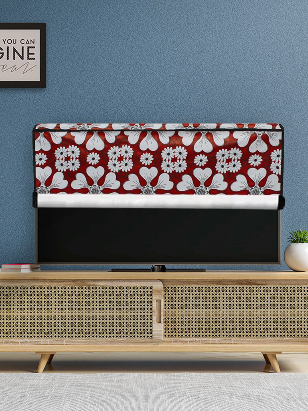 DREAM CARE Red and White Printed Waterproof Flap TV Protector- 26 Inch