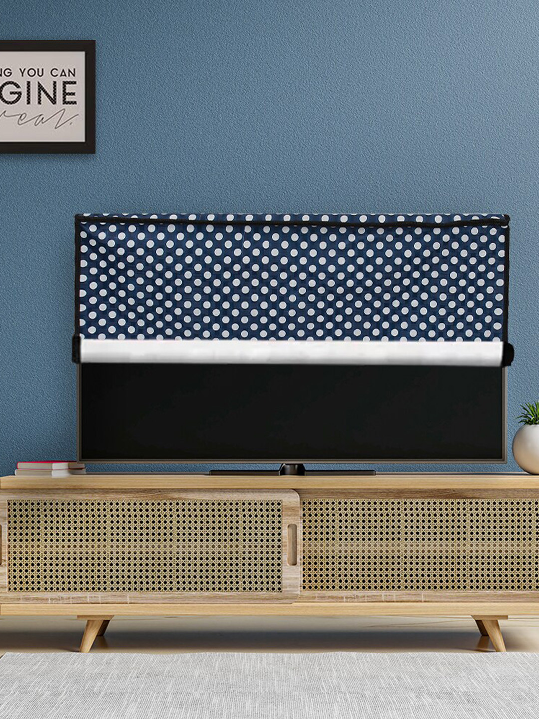 DREAM CARE Blue & White Printed Waterproof Flap TV Protector- 43 Inch
