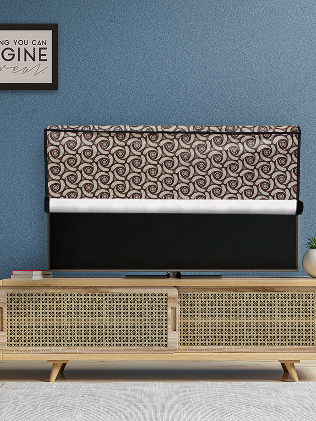 DREAM CARE Mauve & Beige Printed PVC Waterproof Flap LED TV Cover - 65 Inch