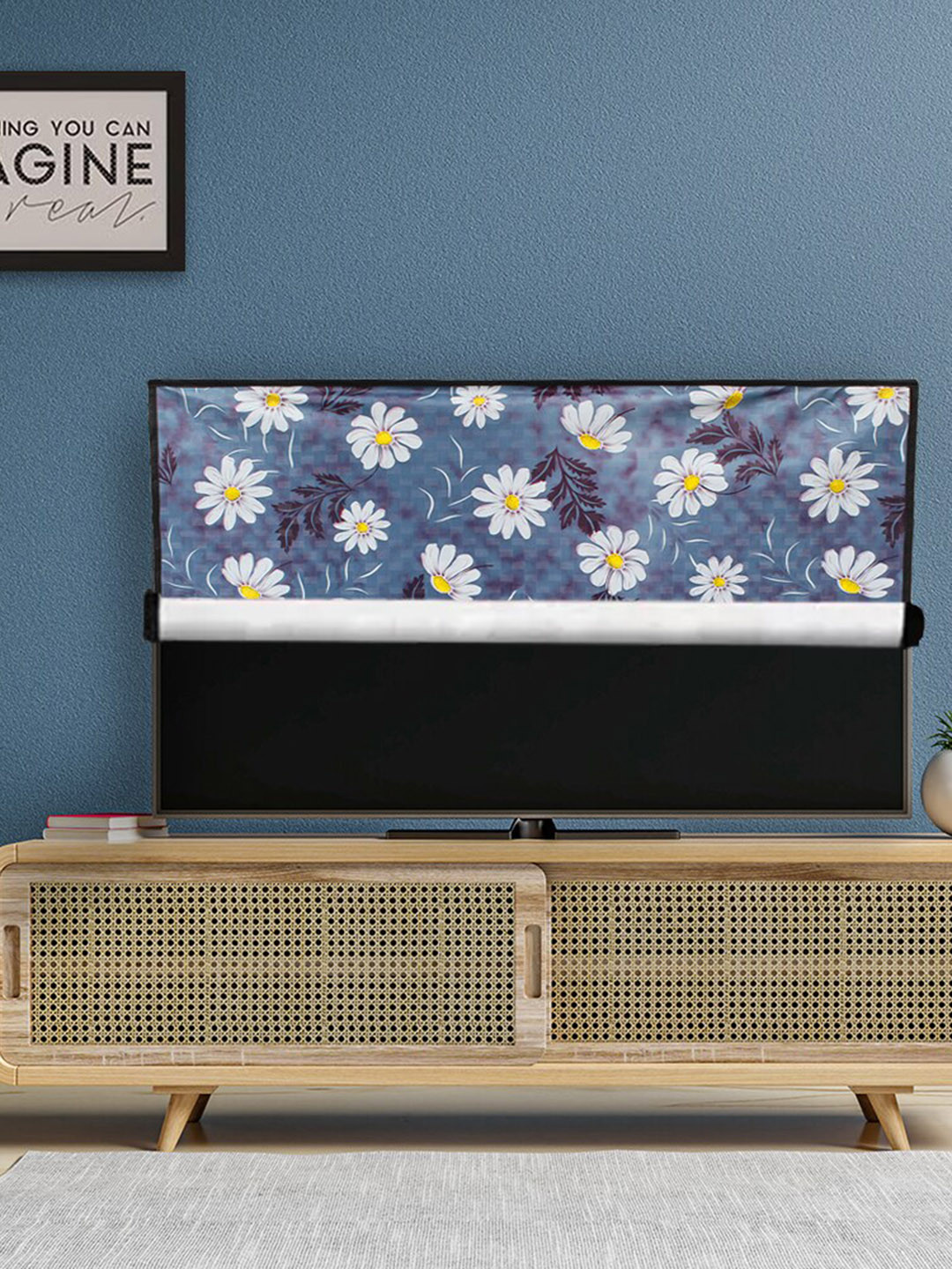 DREAM CARE Blue & White Transparent & Printed Waterproof  LED TV Protector  - 55 Inch