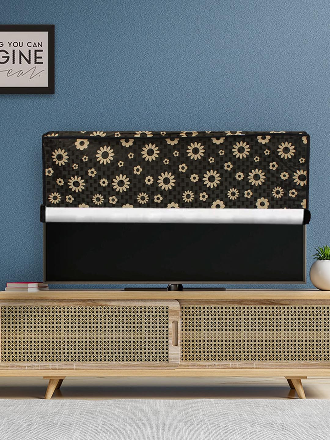 DREAM CARE Black & Beige Printed PVC Waterproof LED TV Cover 65 Inch