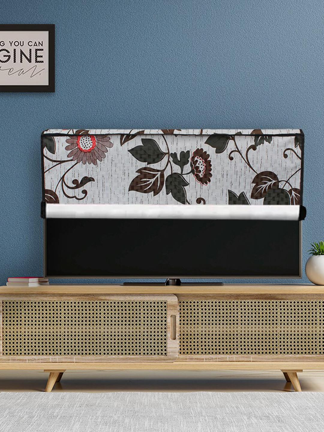 DREAM CARE Grey & Green Printed Plastic Waterproof Flap TV Protector - 32 Inch