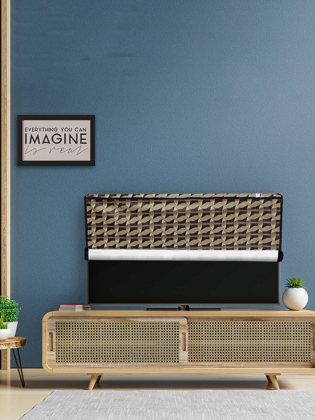 DREAM CARE Brown & Beige Transparent & Printed Flap 65 Inch Waterproof LED TV Protector