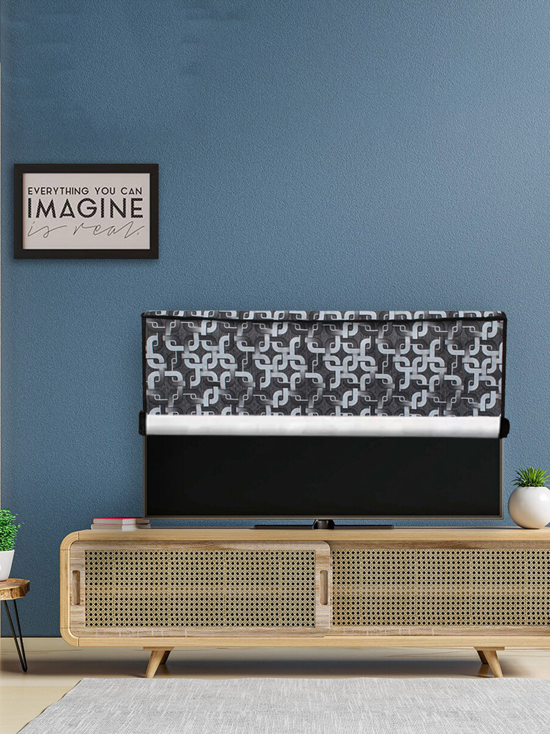 DREAM CARE Black Transparent & Printed Flap 55 Inch Waterproof LED TV Protector