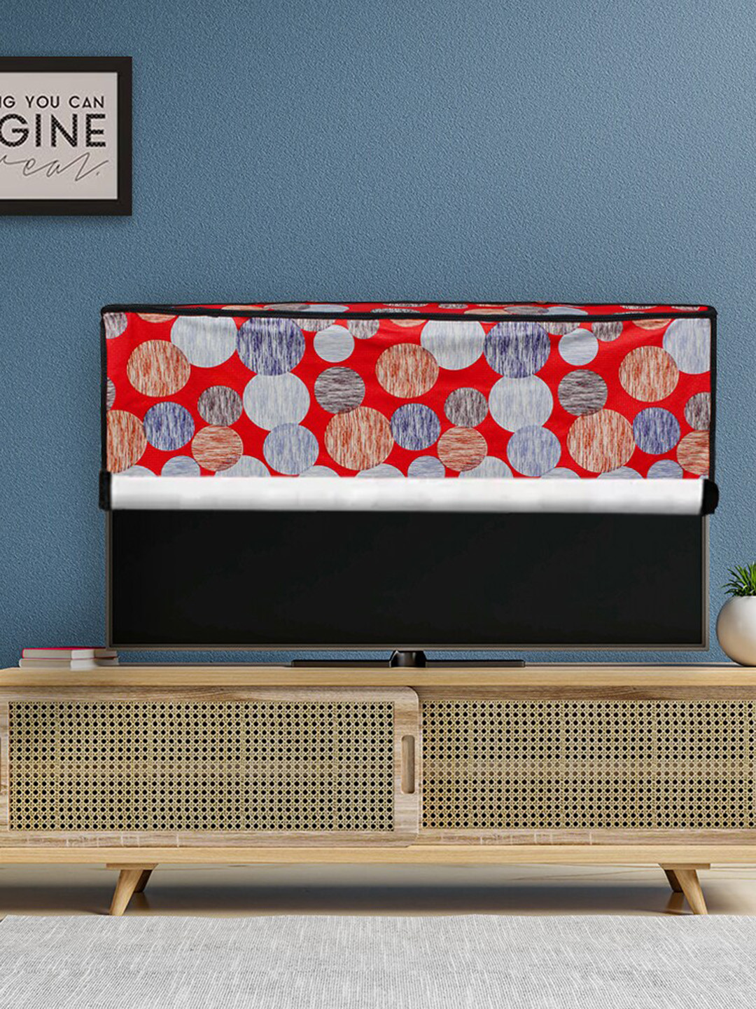 DREAM CARE Orange & Grey Transparent & Printed Flap 32 Inch Waterproof LED TV Protector