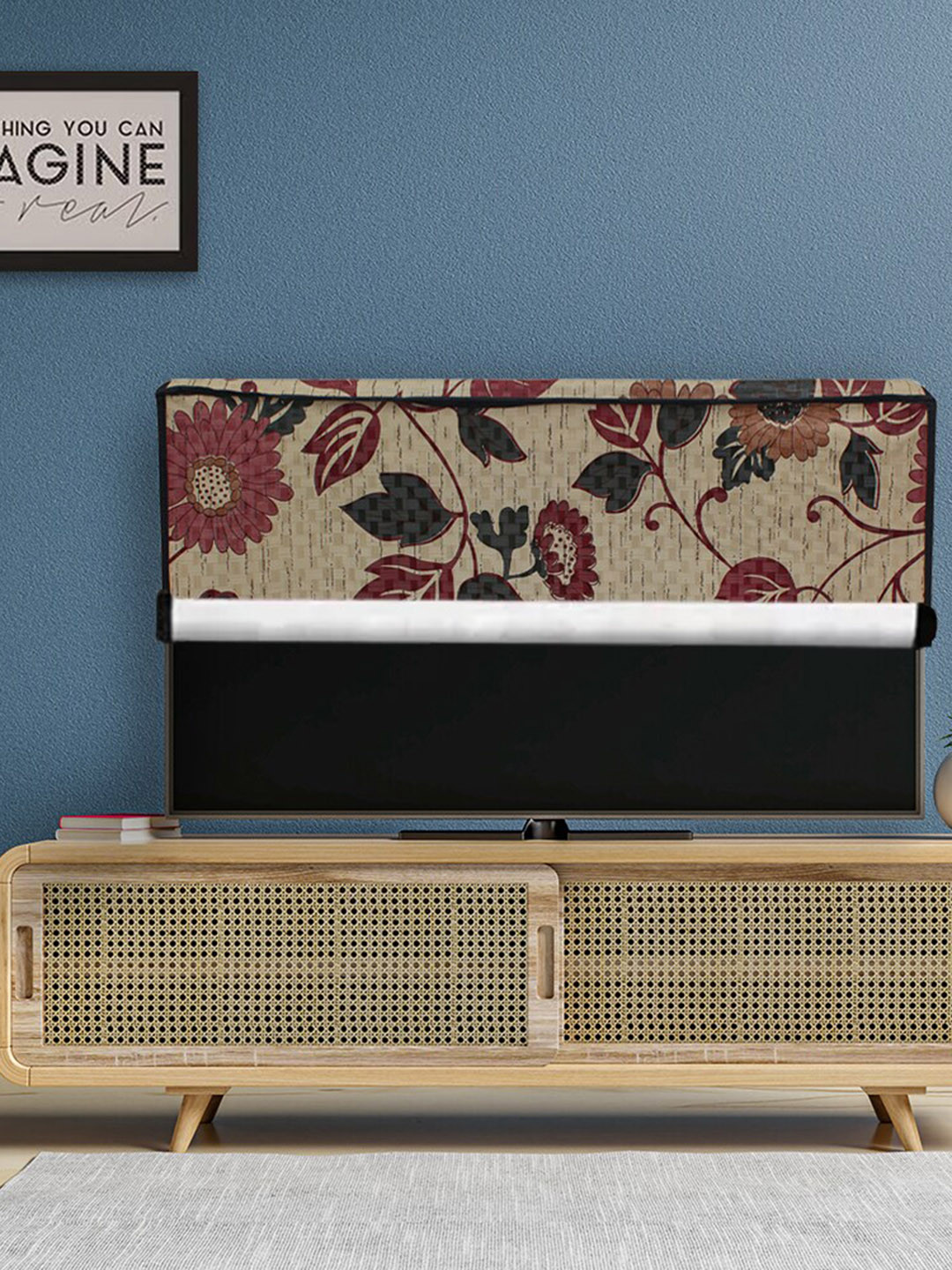 DREAM CARE Brown & Red Printed Plastic Waterproof Flap TV Protector 42 Inch