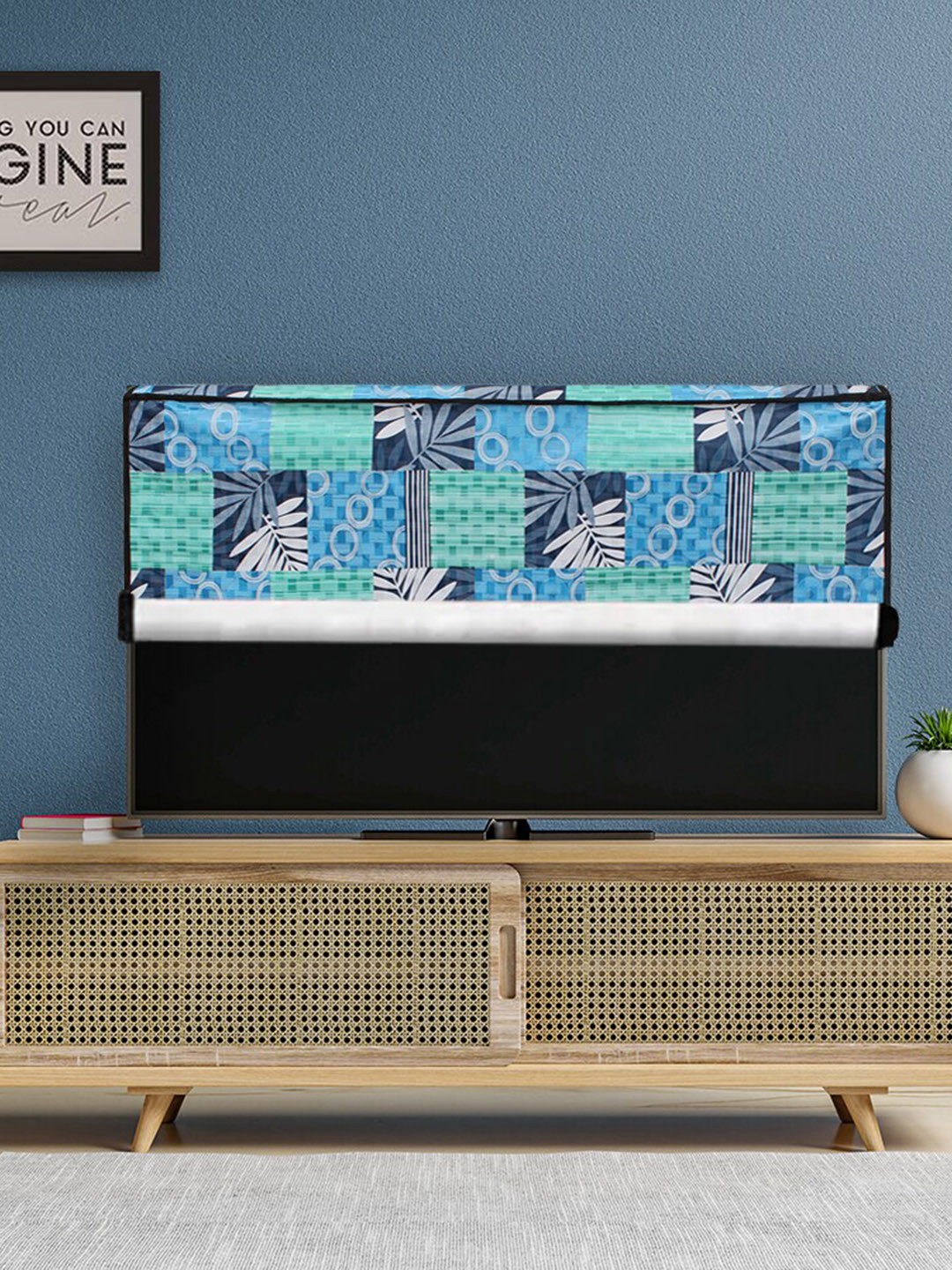 DREAM CARE Blue & Green Printed Waterproof LED TV Cover 65 Inch