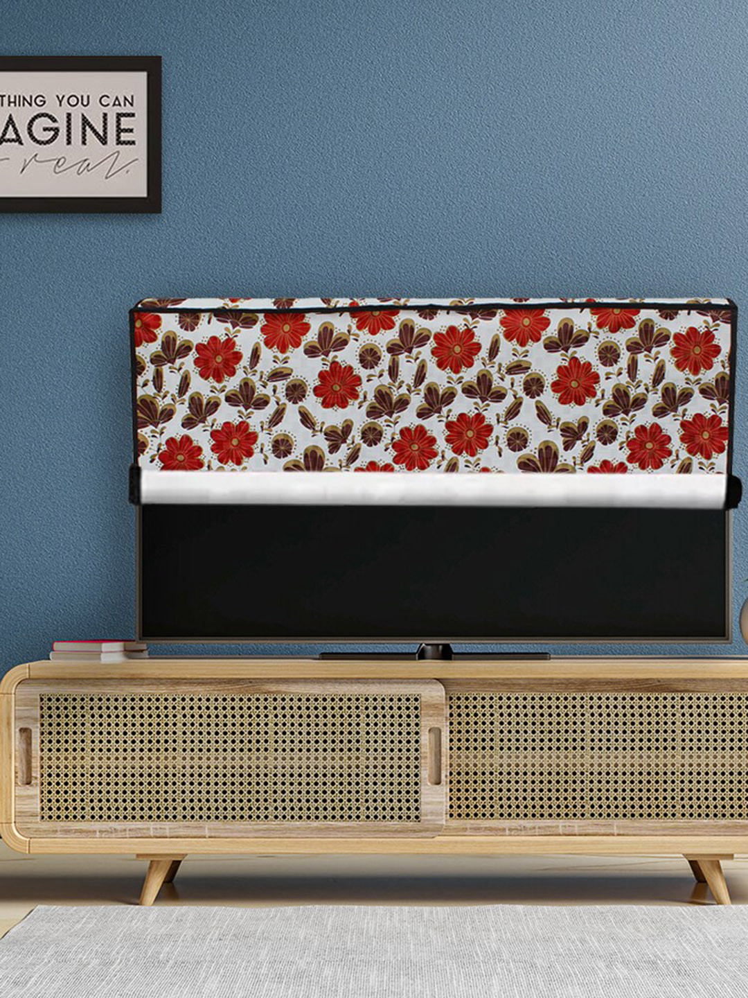 DREAM CARE Red & White Printed Waterproof LED TV Cover  - 24 Inch