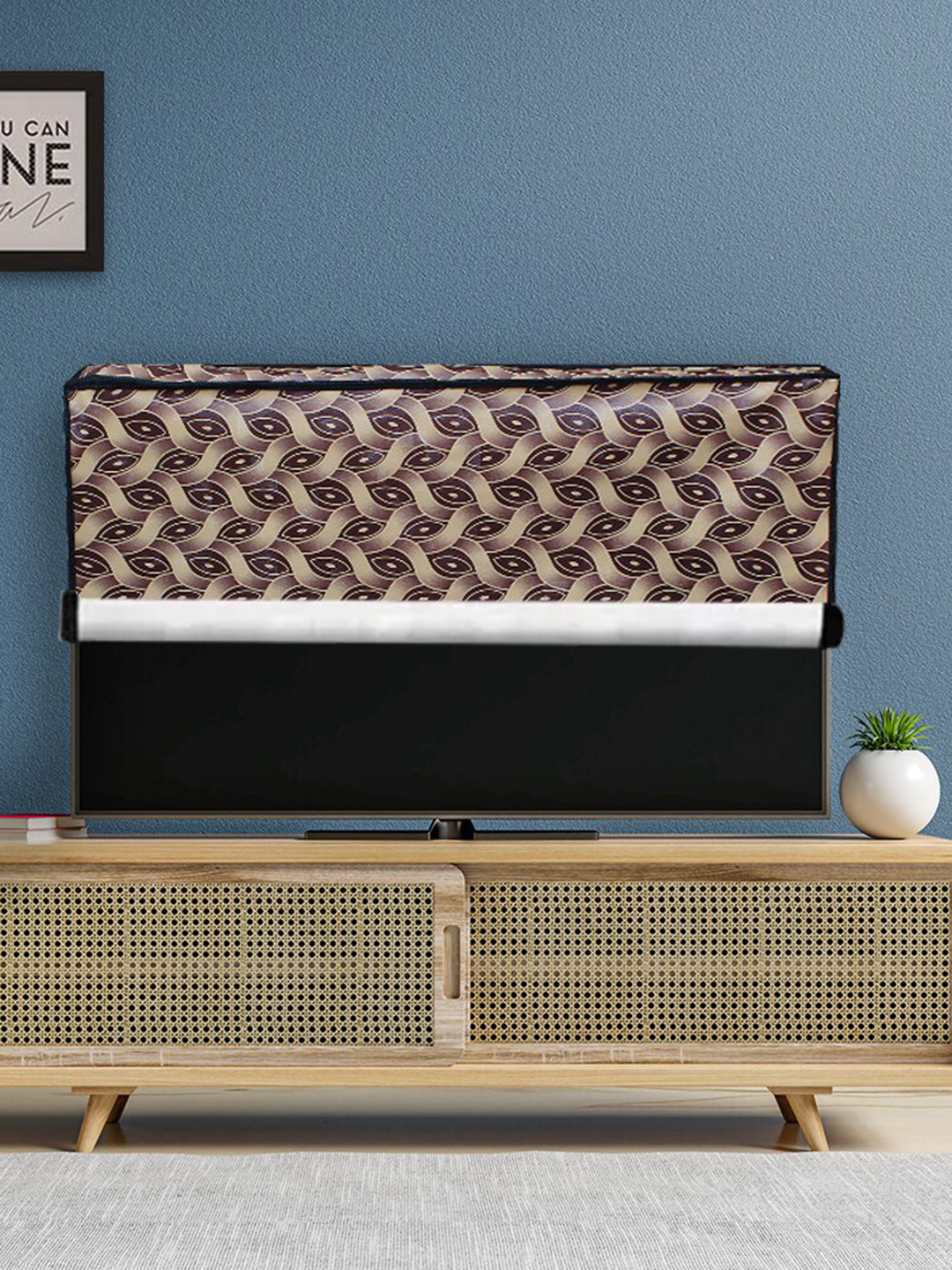 DREAM CARE Brown & Cream-Colored Printed Waterproof Flap TV Protector- 42 Inch