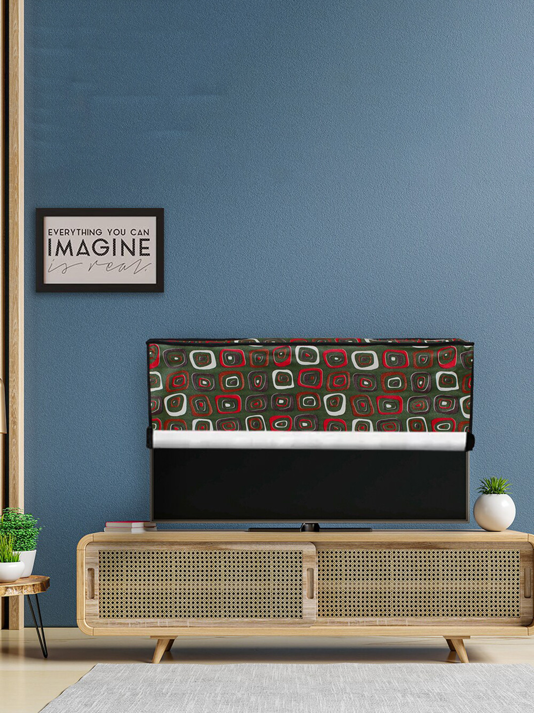 DREAM CARE Cream & Orange Printed Waterproof Flap TV Protector- 43 Inch