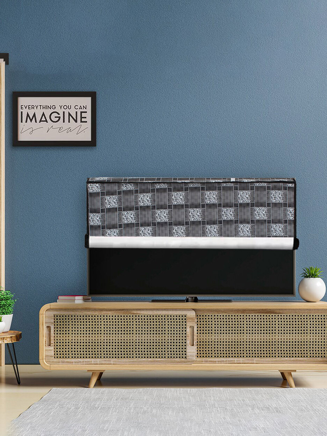 DREAM CARE Grey & Black Printed PVC Waterproof Flap TV Protector - 42 Inch