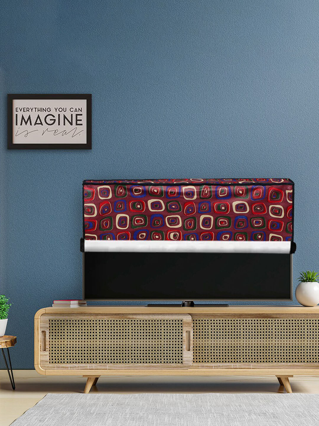 DREAM CARE Pink & Blue Transparent & Printed Flap 55 Inch Waterproof LED TV Protector