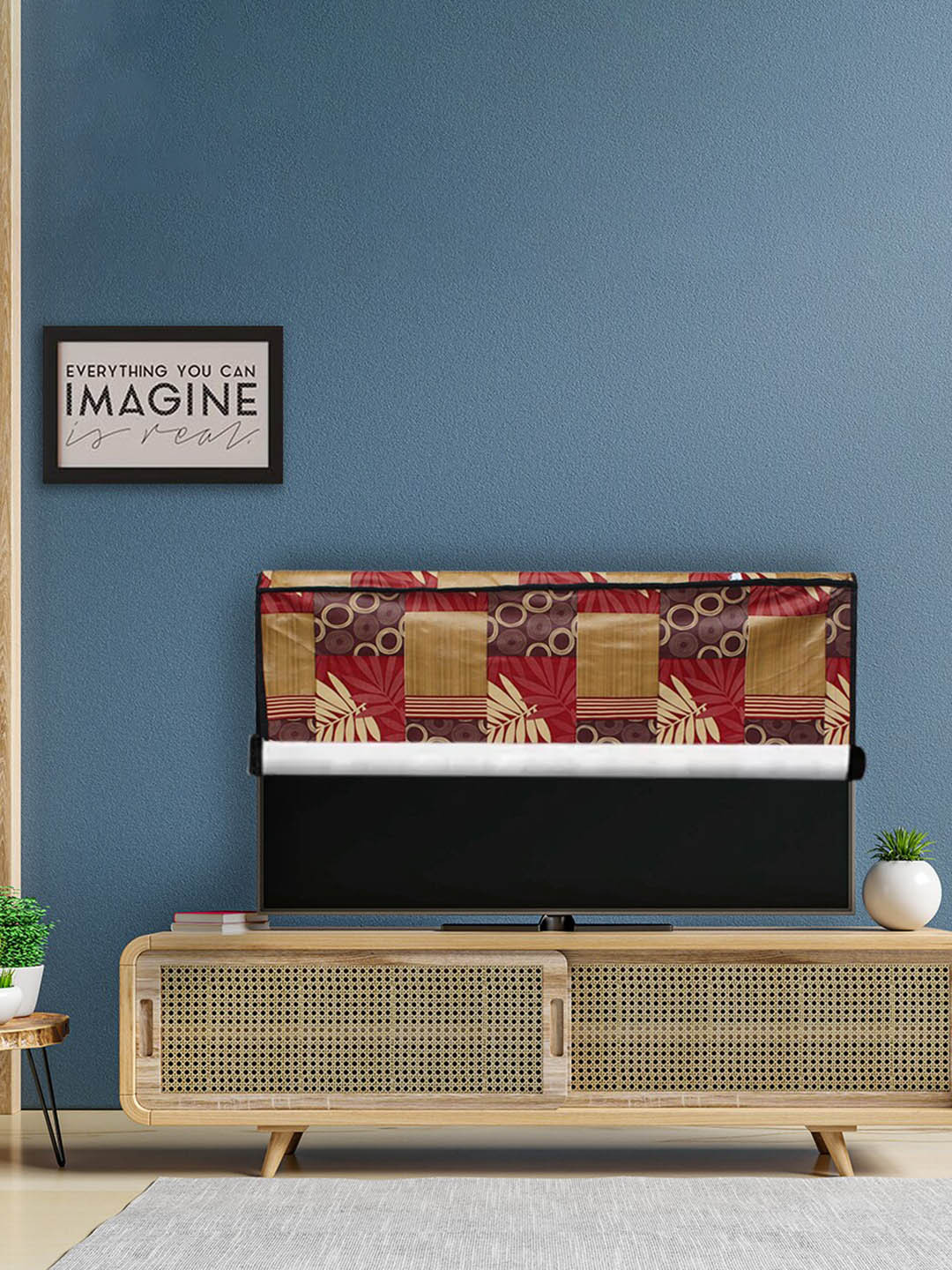 DREAM CARE Brown & Maroon Printed Waterproof Flap TV Protector- 65 Inch