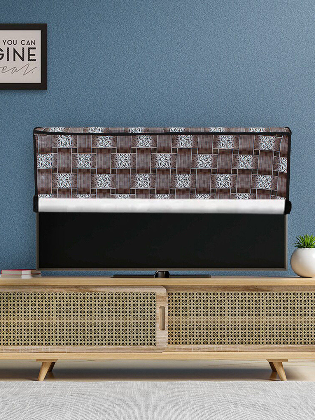 DREAM CARE Brown & White Transparent & Printed Waterproof  LED TV Protector  - 55 Inch