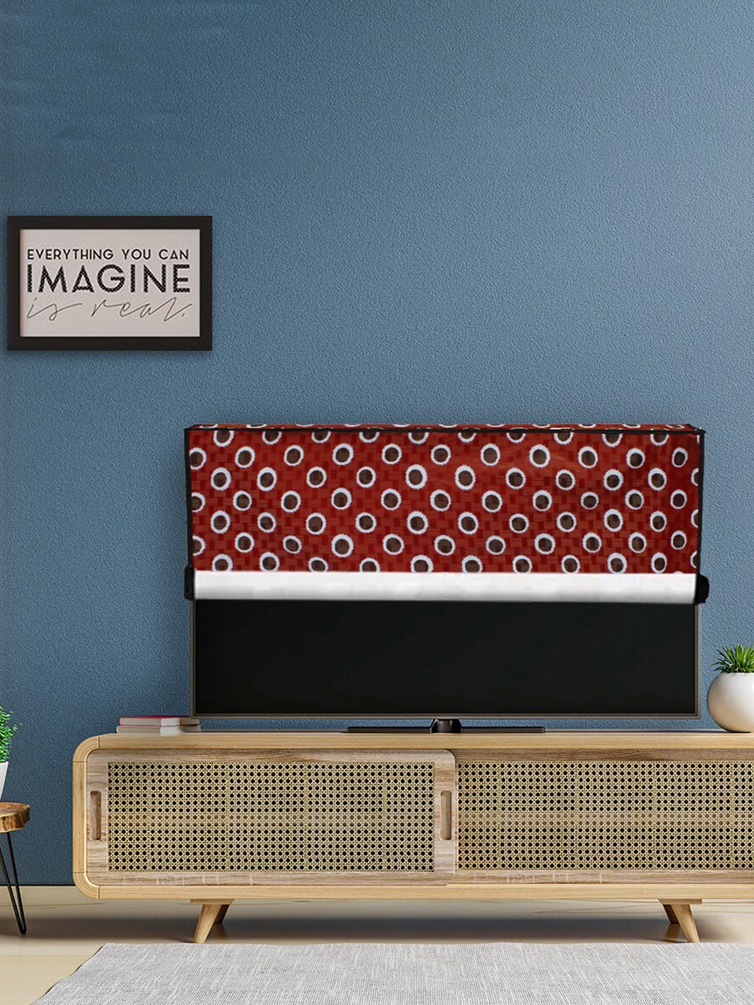 DREAM CARE Red & White Printed Plastic Waterproof Flap TV Protector - 42 Inch