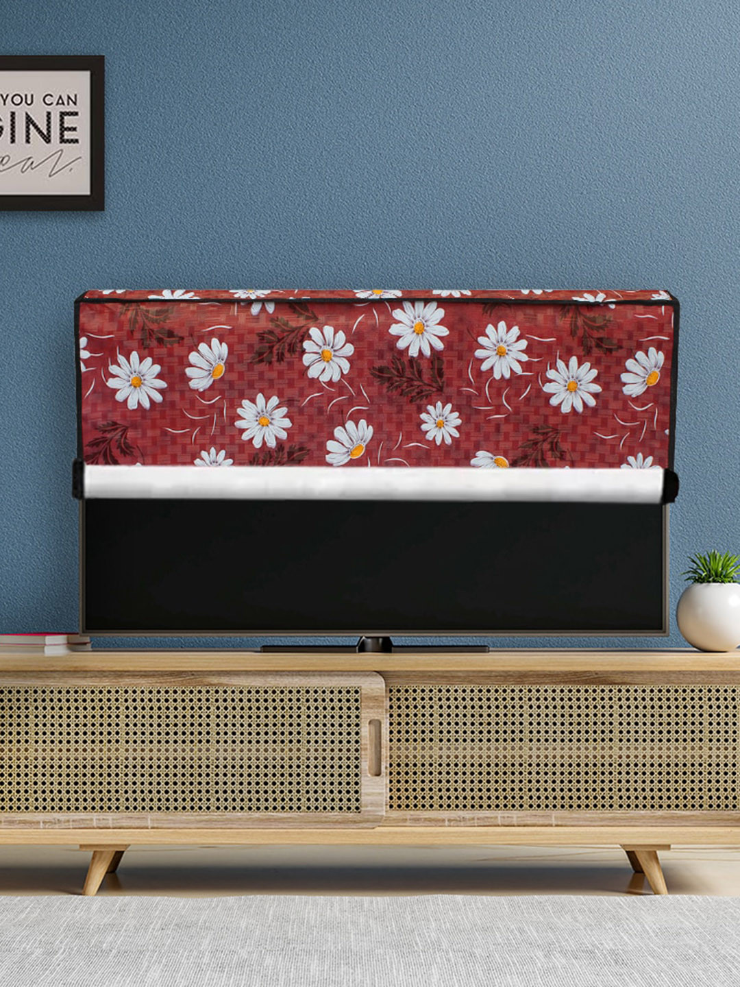 DREAM CARE Red & White Printed Waterproof Flap TV Protector- 43 Inch