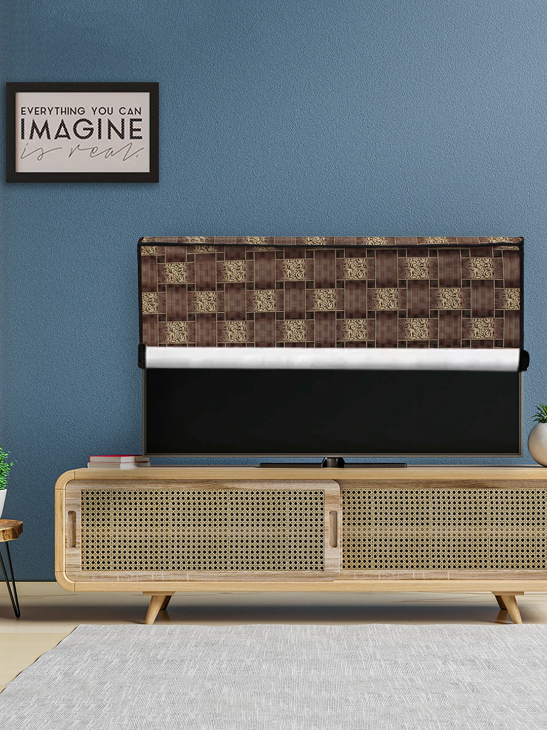 DREAM CARE Cream & Brown Transparent & Printed Waterproof  LED TV Protector  - 49 Inch