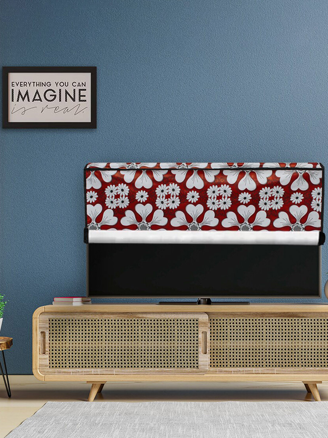 DREAM CARE Red & White Transparent & Printed Flap 40 Inch Waterproof LED TV Protector