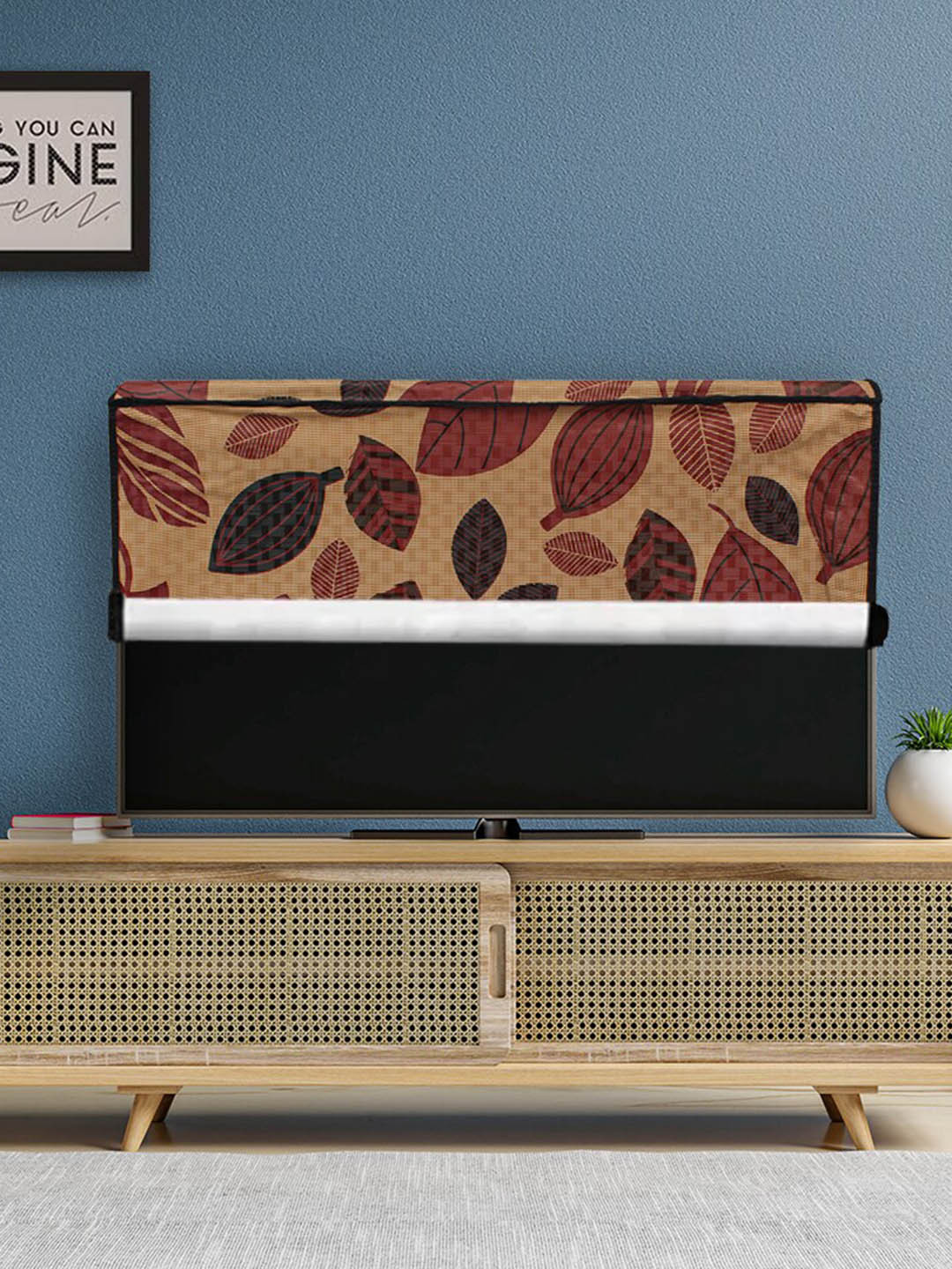 DREAM CARE Beige & Red Transparent & Printed Flap 55 Inch Waterproof LED TV Protector