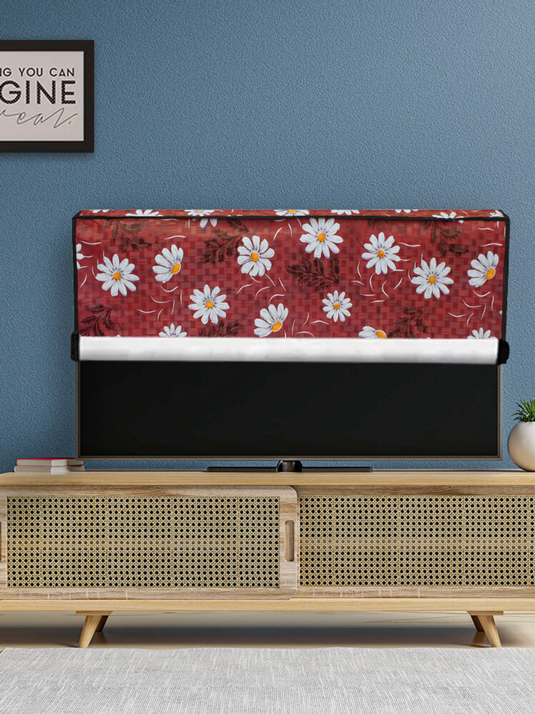 DREAM CARE Red  Printed PVC Waterproof Flap TV Protector-26 Inch